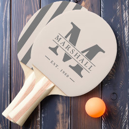 モノグラムと名前のオーバーレイストライピングサンドキャッスルピンク 卓球ラケット