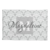 モノグラムと名前のグレーダマスク枕ケース 枕カバー (裏面)