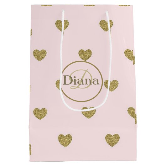 モノグラムと名前の付いたギフトバッグ ミディアムペーパーバッグ (裏面)