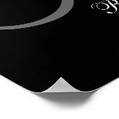 モノグラムと名前の結婚式の受付のサイン ポスター (角)