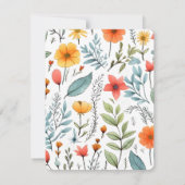 モノグラムと名前の花の水彩植物画 ノートカード (裏面)