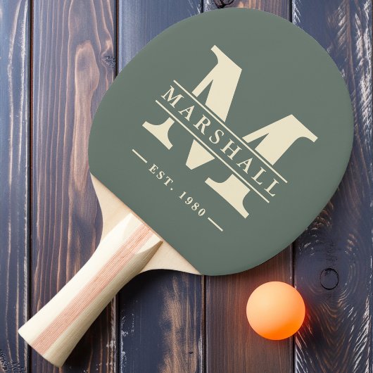 モノグラムと名前オーバーレイのウォームグレー 卓球ラケット
