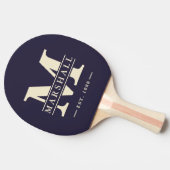 モノグラムと名前オーバーレイストライピングミッドナイト海 卓球ラケット (横)