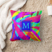 モノグラムと名前カラフルパターモダンン クッション (ブランケット)