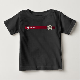 モノグラムと名前サッカーデザイン ベビーTシャツ