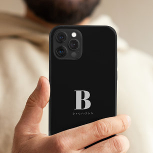 モノグラムと名前シンプルのカスタムタイポグラフィ iPhone 15ケース