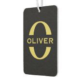 モノグラムと名前ブラックと金ゴールド パーソナライズされた カーエアーフレッシュナー (左)