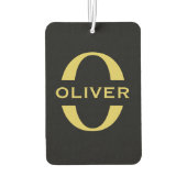 モノグラムと名前ブラックと金ゴールド パーソナライズされた カーエアーフレッシュナー (裏面)