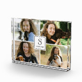 モノグラムと名前付きのカスタム4枚の写真コラージュ  フォトブロック (右)