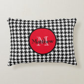 モノグラムと名前千鳥格子の、装飾用クッション アクセントクッション (正面)