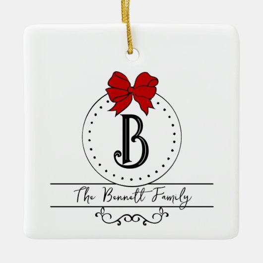 モノグラムと名前 セラミックオーナメント (正面)