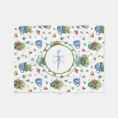 モノグラムと名前、Coneflower Teapotsハート フリースブランケット (正面(横))