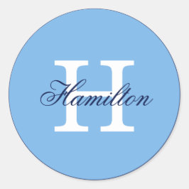 モノグラムと姓ステッカー ラウンドシール