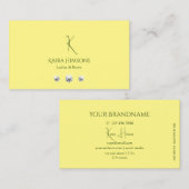 モノグラムと宝石が付いたシックで淡い黄色 名刺 (正面/裏面)