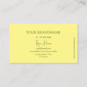 モノグラムと宝石が付いたシックで淡い黄色 名刺 (裏面)