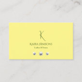 モノグラムと宝石が付いたシックで淡い黄色 名刺 (正面)