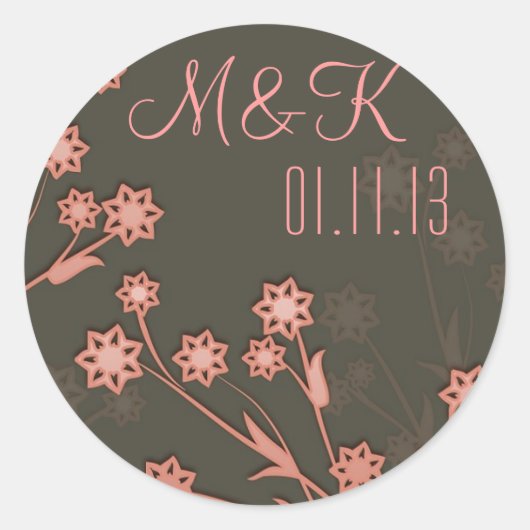 モノグラムと日付スタンプ ラウンドシール (正面)