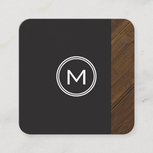 モノグラムと木製トリム スクエア名刺 (正面)