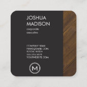 モノグラムと木製トリム スクエア名刺 (裏面)