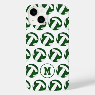 モノグラムと緑の白いバレーボールの模様 Case-Mate iPhone 14ケース