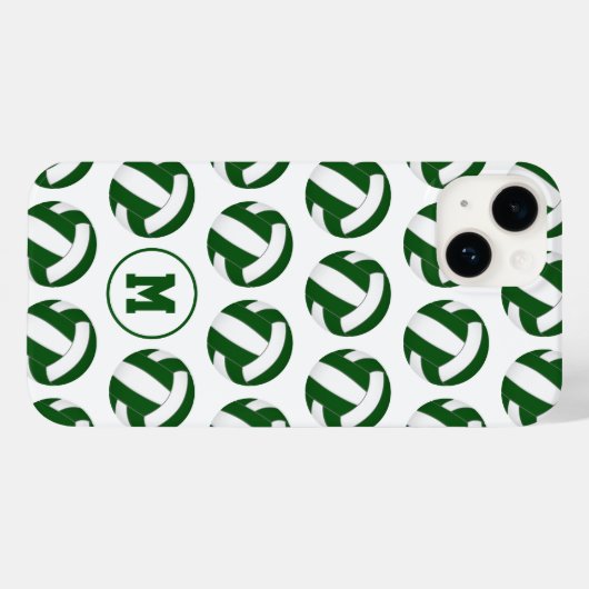 モノグラムと緑の白いバレーボールの模様 Case-Mate iPhoneケース (裏面 (横))