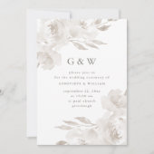 モノグラムと美しい中性フローラ結婚ズ 招待状 (正面)