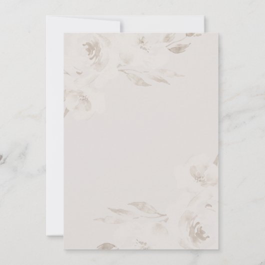 モノグラムと美しい中性フローラ結婚ズ 招待状 (裏面)