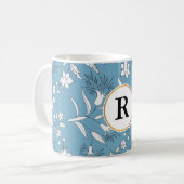 モノグラムと花 コーヒーマグカップ (正面左)