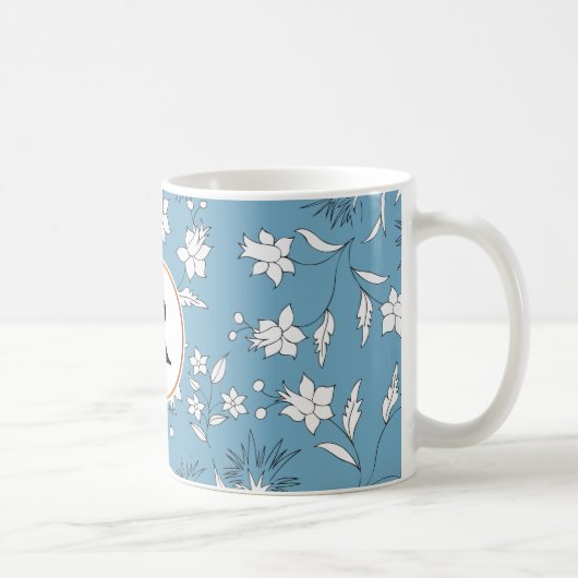 モノグラムと花 コーヒーマグカップ (右)