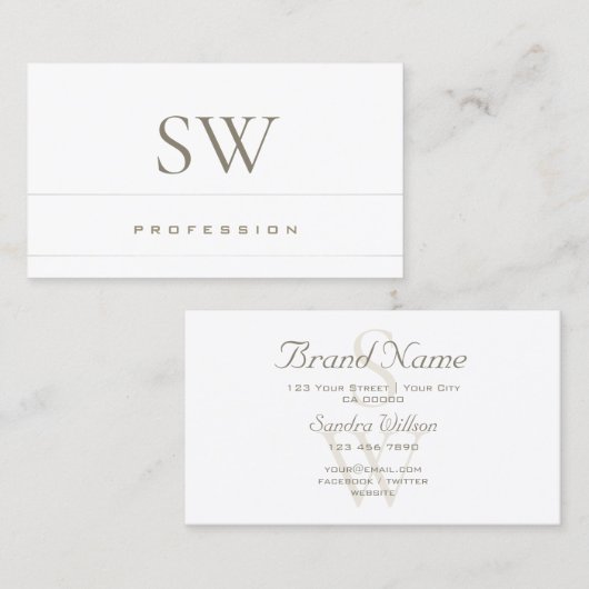 モノグラムと豪華なパール灰色のヘビのパターン 名刺 (正面/裏面)