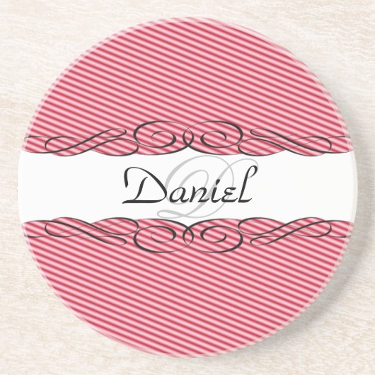 モノグラムと赤と白 コースター (正面)