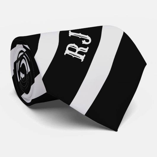 モノグラムと黒と灰色のネクタイ ネクタイ (ロール)