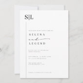 モノグラムとQRコードのシンプルな結婚式招待状 招待状 (正面)
