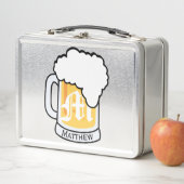 モノグラムによって曇らされるビールのジョッキおよび名前 メタルランチボックス (インサイチュ)