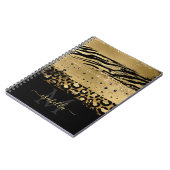 モノグラムのおもしろいモダン金ゴールドグリッタースクリプト ノートブック (左側)