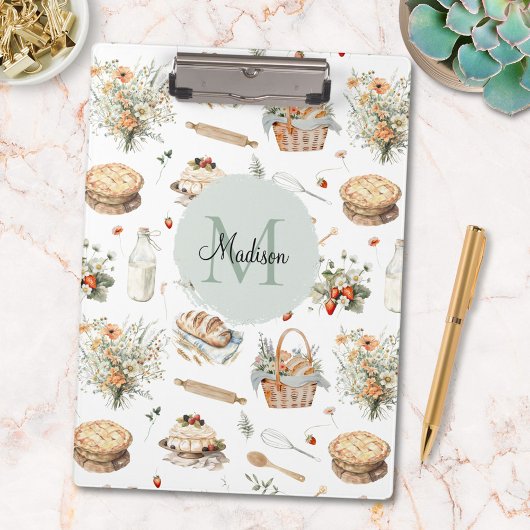 モノグラムのお洒落フローラ クリップボード