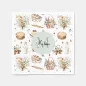 モノグラムのお洒落フローラ スタンダードカクテルナプキン (正面)