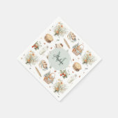 モノグラムのお洒落フローラ スタンダードカクテルナプキン (角)