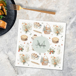 モノグラムのお洒落フローラ スタンダードカクテルナプキン