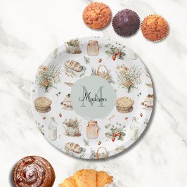 モノグラムのお洒落フローラ ペーパープレート