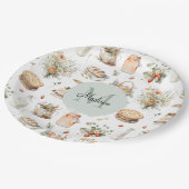 モノグラムのお洒落フローラ ペーパープレート (アングル)