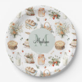 モノグラムのお洒落フローラ ペーパープレート (正面)