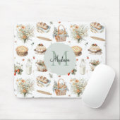 モノグラムのお洒落フローラ マウスパッド (マウス)