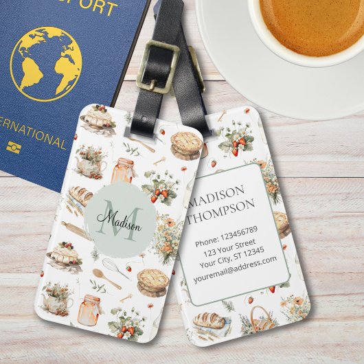 モノグラムのお洒落フローラ ラゲッジタグ