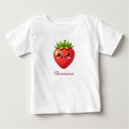 モノグラムのかわいいイチゴのカワイイ ベビーTシャツ