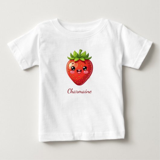 モノグラムのかわいいイチゴのカワイイ ベビーTシャツ (正面)