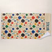 モノグラムのかわいらし伝統的オーナメントレトロ ビーチタオル (正面)