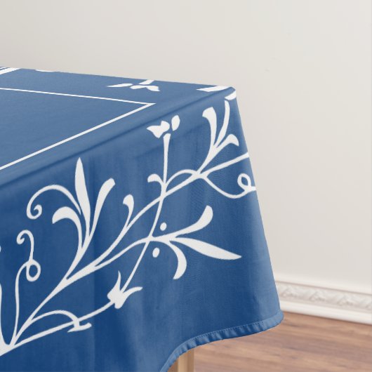 モノグラムのでカスタムな文字の青いヴィンテージのレース テーブルクロス (インサイチュ)