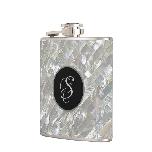 モノグラムのでフェイクで白い真珠母 フラスク (左)