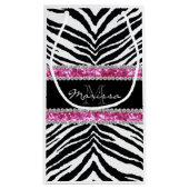 モノグラムのでフェイクなグリッターのきらきら光るなラインストーンの女の子 スモールペーパーバッグ (裏面)